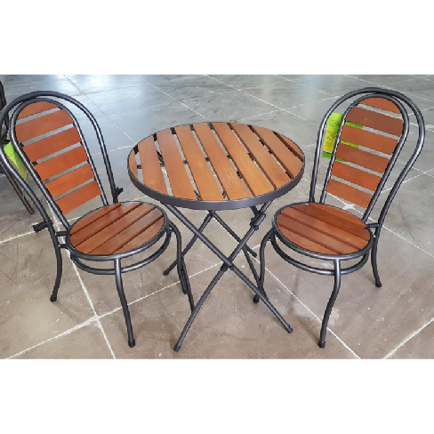WOOD/METAL Set Table + 2 Chairs | 1012921 